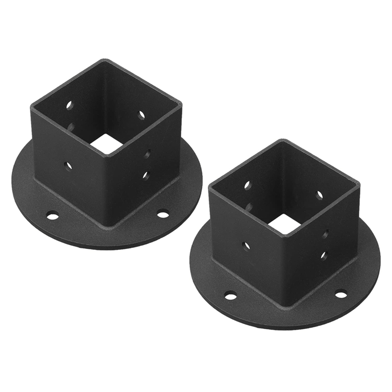 2Pcs 2X2 Square Fence Pole Flange Base Pergola Post Base Brackets Kit,Heavy Duty Wall Mount Post Anchor Base Brackets Easy Install
