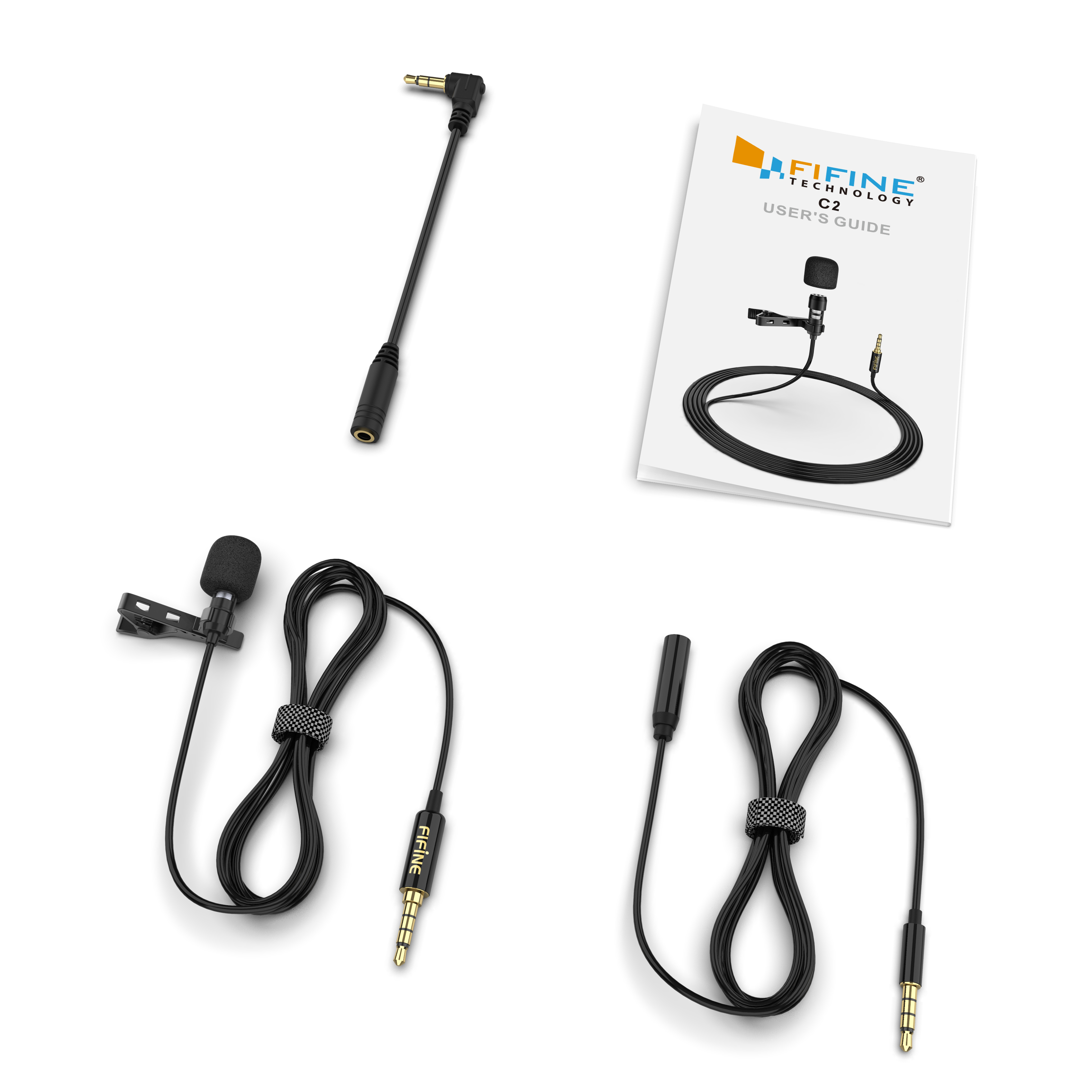 FIFINE Lavalier Lapel Microphone for Cell Phone DSLR Camera,External Headset Mic for Vlogging Video/Interview/ Podcast. 