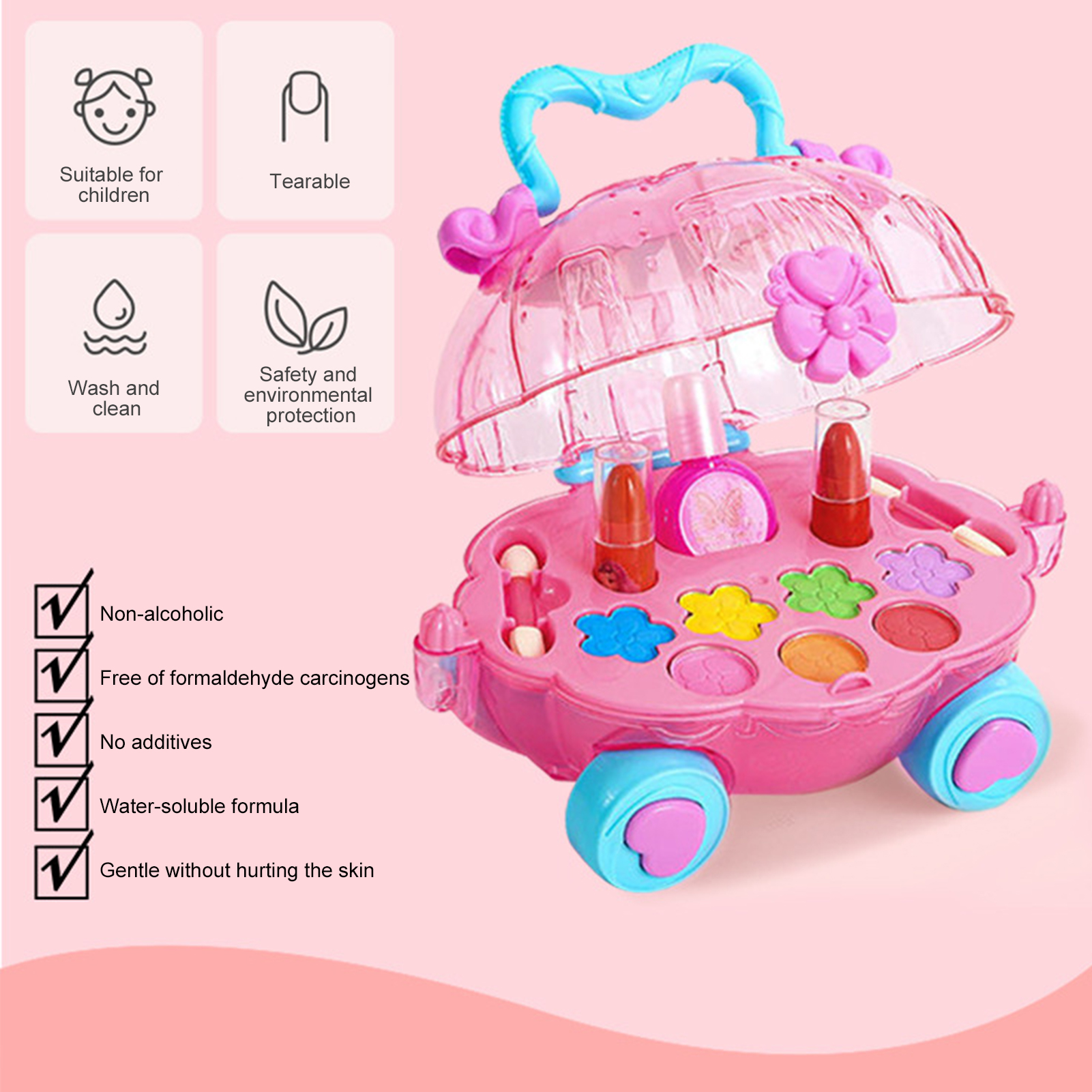 Cosmetics Toy Set Realistic Expertly Crafted Convenient Kids DIY Funny Makeup Toy for Girl. 