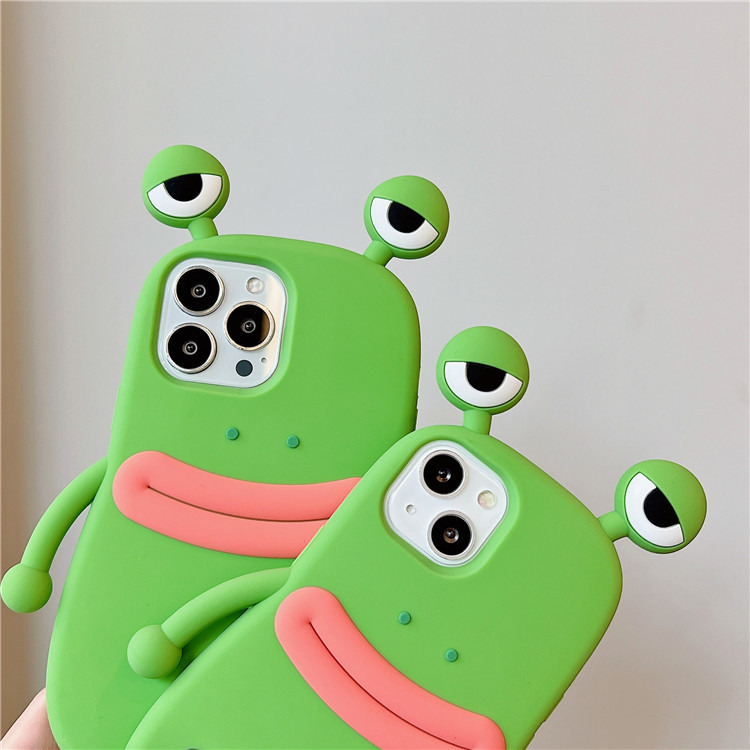 Sroof  Case  For iPhone 6 7 8 11 12 13 14 15 16 Pro 7 8 14 15 Plus 12 Mini 13 Mini X XR XS Max Fun and funny cartoon cute green frog silicone soft shell anti drop phone case back cover. 