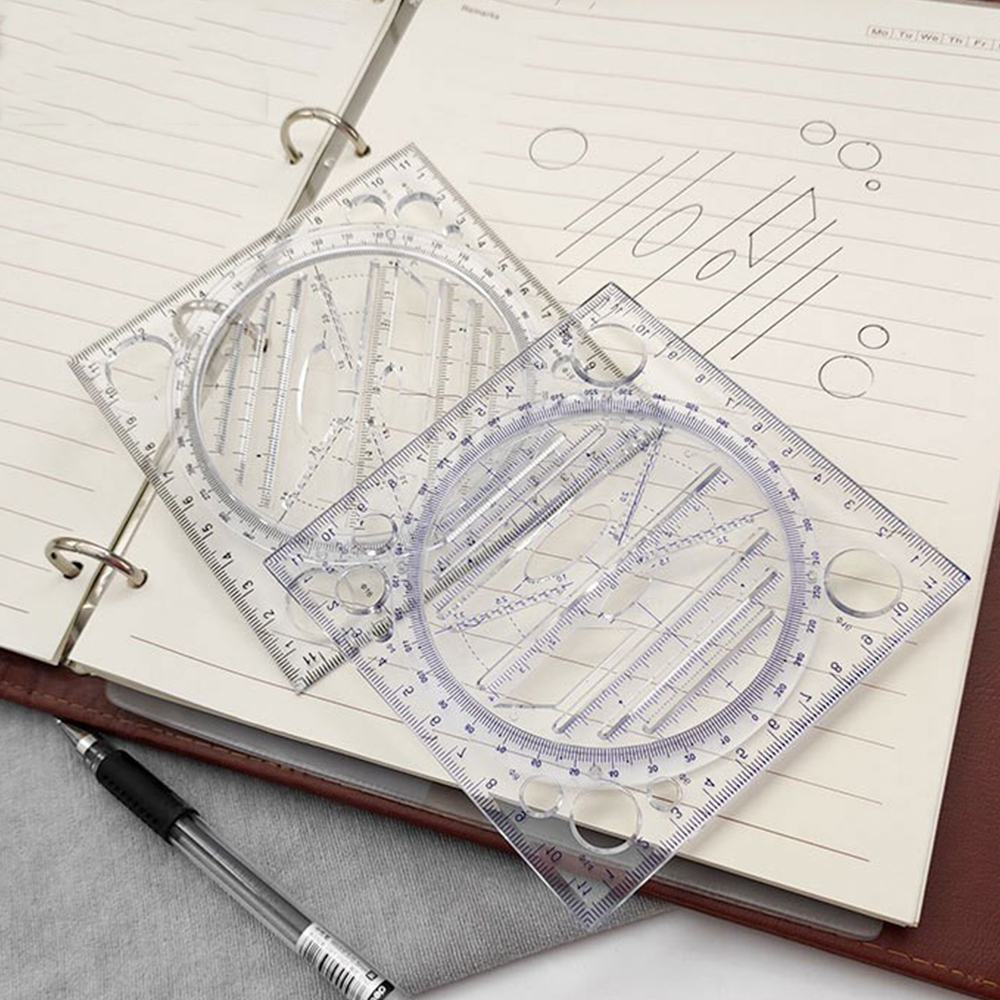 Multifunctional Universal Ruler Rotatable Drawing Template Art Design Geometry Ruler Drafting Measuring Tools Stationery Gifts. 