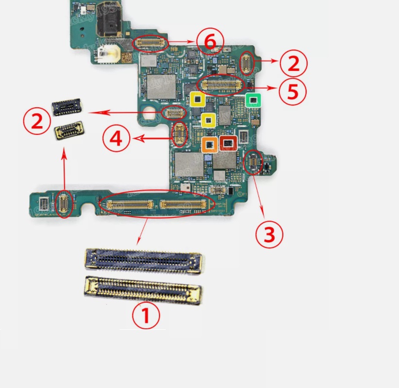 10PCS, for Samsung S23 Ultra S23U S918 S918U Battery NFC LCD Display USB Charging Charger Main Flex Camera FPC Connector onBoard