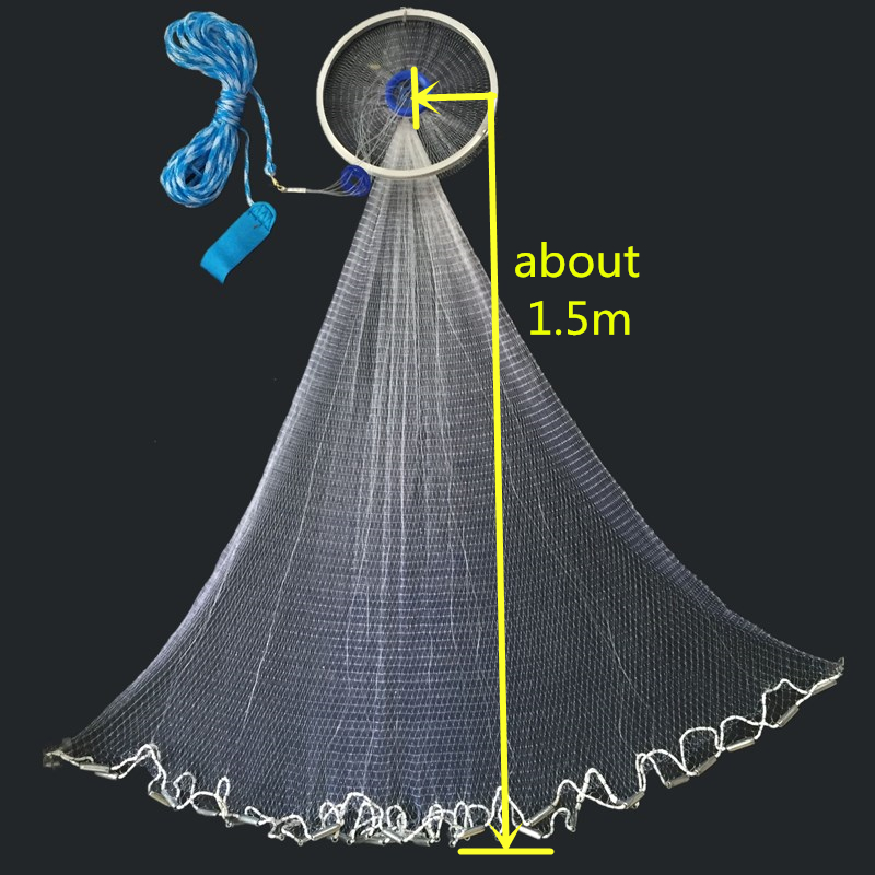 Finefish Hand Throw Fishing Nets With Ring USA Cast Net Strong Line Small Mesh Steel Sinker Catch Fish Net Hunting Network. 