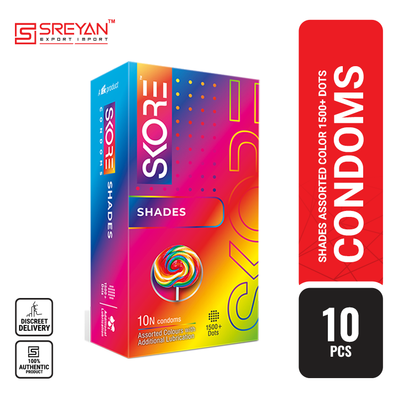 Skore Shades Assorted Colours With Dotted Condom 10pcs(India