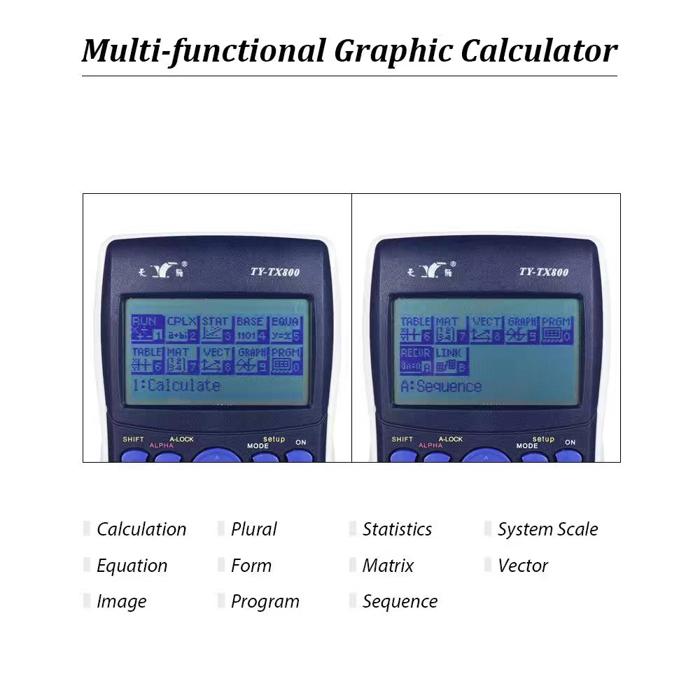 Calculator Scientific Graphic Calculator Multi-Functional Calculator Large LCD Screen Adjustable Contrast/Brightness with Sliding Protective Cover. 