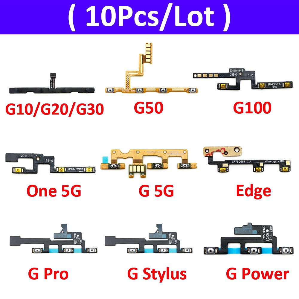 10Pcs Volume Button Power Switch On Off Button Flex Cable For Motorola MOTO G10 G20 G30 G50 G100 One G 5G Power Stylus Edge Pro. 