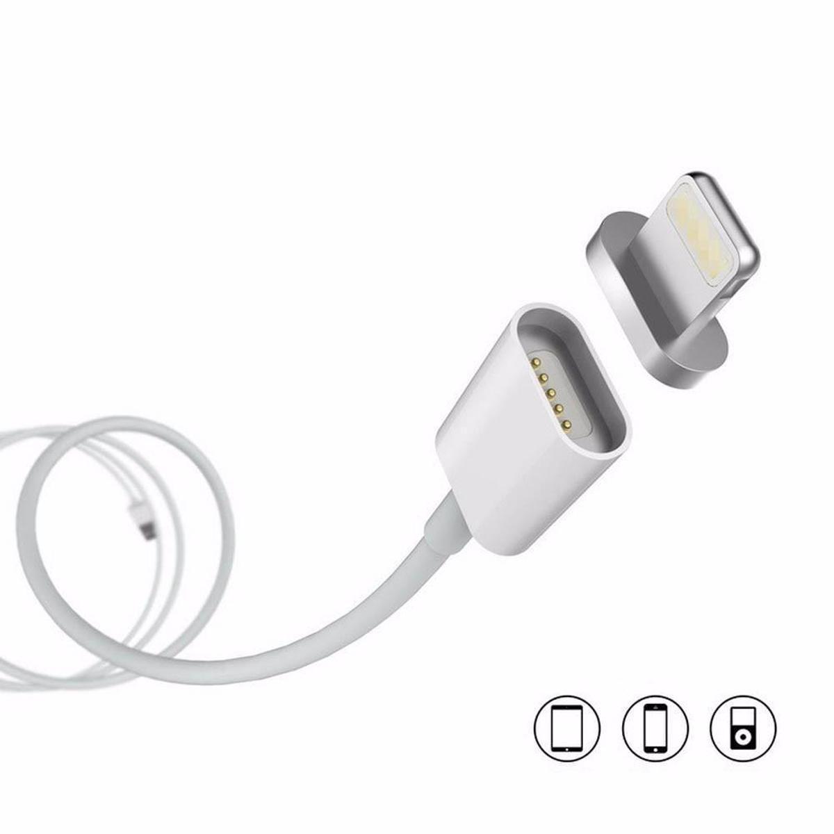 2.4A Magnetic USB Data Cable For Apple iPhone 7 6 6s Plus 5 5s, Phone Charger Cord, Fast Charging and Sync Color:Silver
