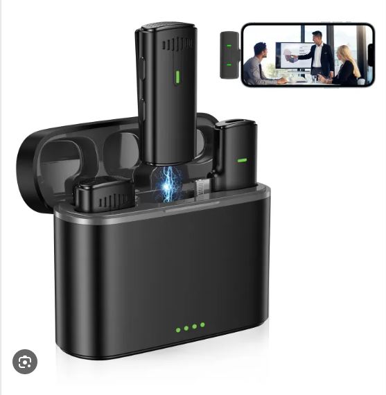 K10 Wireless Lavalier Microphone for iPhone iPad, iPhone Microphone Noise Canceling, Lapel Microphone with 2 Mini Microphones, Lav Mic for YouTube, Facebook and TikTok. 