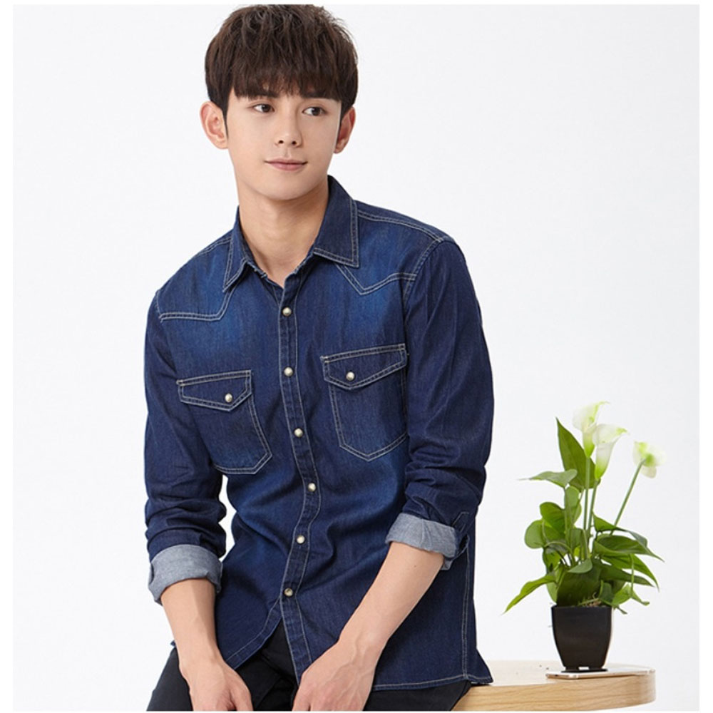 Denim Long Sleeve Casual Shirt for Men
