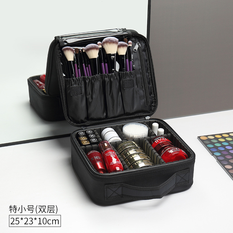 Factory wholesale large capacity portable embroidery nail art and makeup handpiece divider professional makeup bag kit