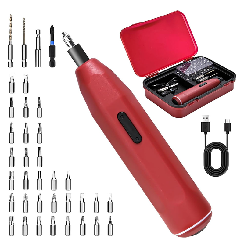 Electric Screwdriver,3.6V Cordless Power Screwdriver,Cordless Drill,32-In-1 S2-Steel Bits,Max 8 M,1500 MAh 800 Times