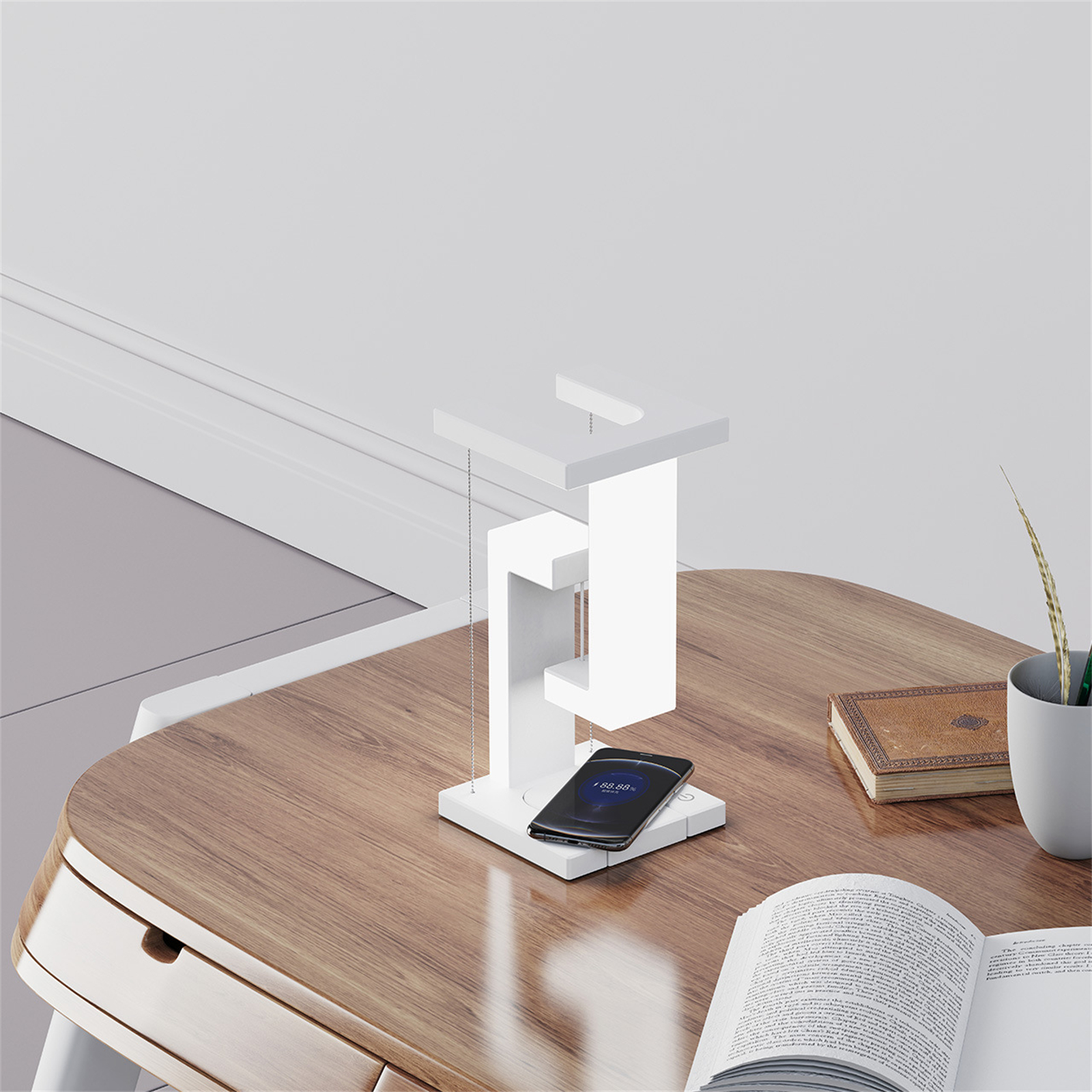 GC 4w Suspension Anti-gravity Desk Lamp 350lm 3800-3900k Adjustable Led Table Lamp With Wireless Charger. 