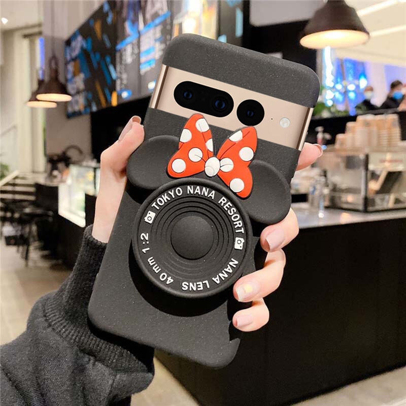 For Google Pixel 7 Case Makeup Mirror Soft Cute Cartoon Camera Stand Silicone Cases for Google Pixel 7 Back Cover Casing. 