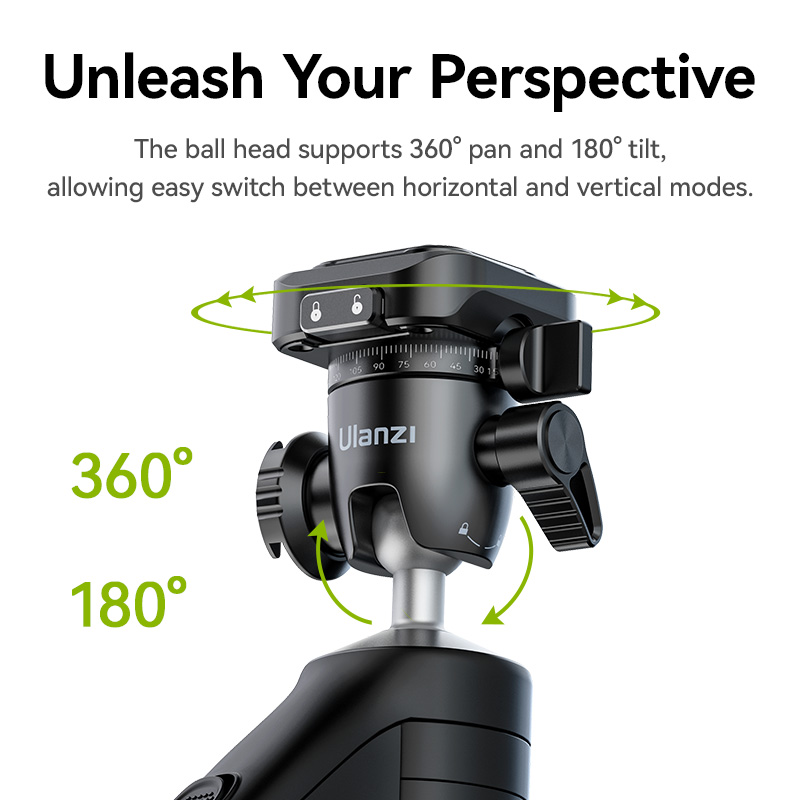 Ulanzi TT38 One-click Quick Release Tripod Uka Tripod Top Handle Grip for Camera Netting bracket with a Hidden Hook 180° Tilt. 
