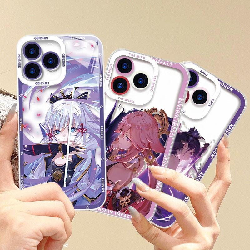 Casing For iPhone 6 7 8 Plus 6S XS XR SE 14 PRO MAX Cellphone Case Genshin Impact Beelzebul Raiden Ei Yae Miko Wanderer Soft Shockproof Anti-falling Silicone TPU Transparent Protection Anime Cartoon. 