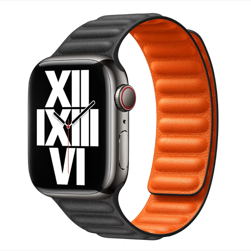 Magnetic Link Leather Strap For Apple Watch Band Ultra 49mm 45mm 40mm 41mm 42mm 44mm Sport Loop Bracelet IWatch 9 8 7 6 5 SE 4 3. 