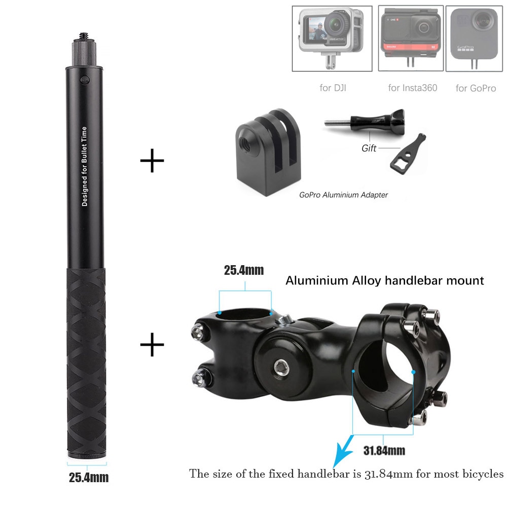Motorcycle Camera Monopod Holder HandleMount Bracket for GoPro & Insta360 One X2 R bicycle Invisible Selfie Stick Accessory. 