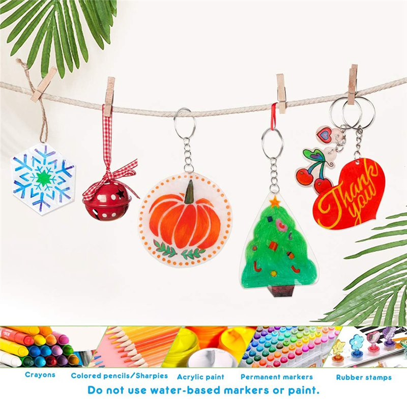 Shrink Plastic Sheet Sheets Shrinky Dink Paper Kit with Clear Heat Shrinky Art Film Dinks Paper Keychains Replacement Parts. 