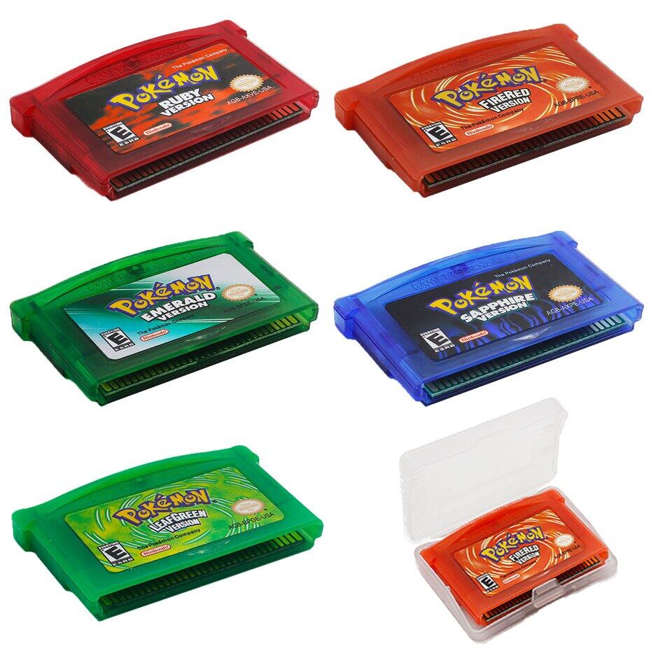 Sapphire/Emerald/Fire Red/Leaf Green/Ruby Pokemon Game Card Cartridge NDSL/GBC/GBM/GBA/SP 5 Styles. 