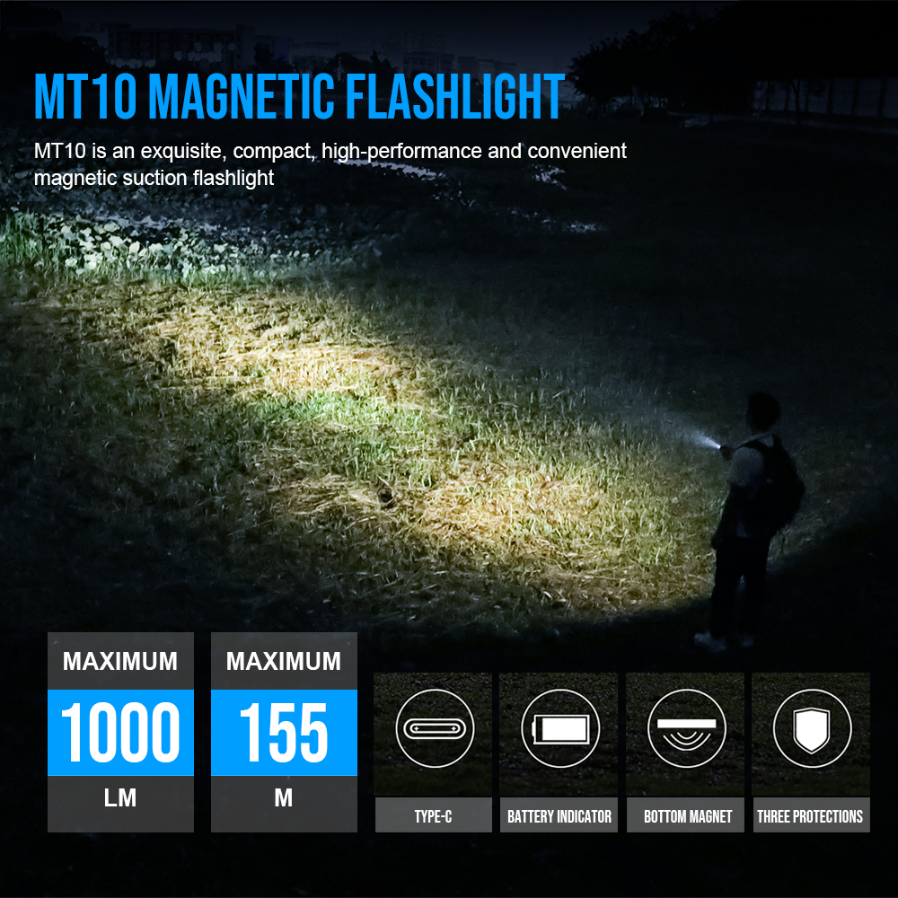 Trustfire MT10 EDC Flashlight 1000Lumen Portable Rechargeable LED Lamp USB C Charging Torch Mini 16340 IPX8 MVB Optic Work Light. 