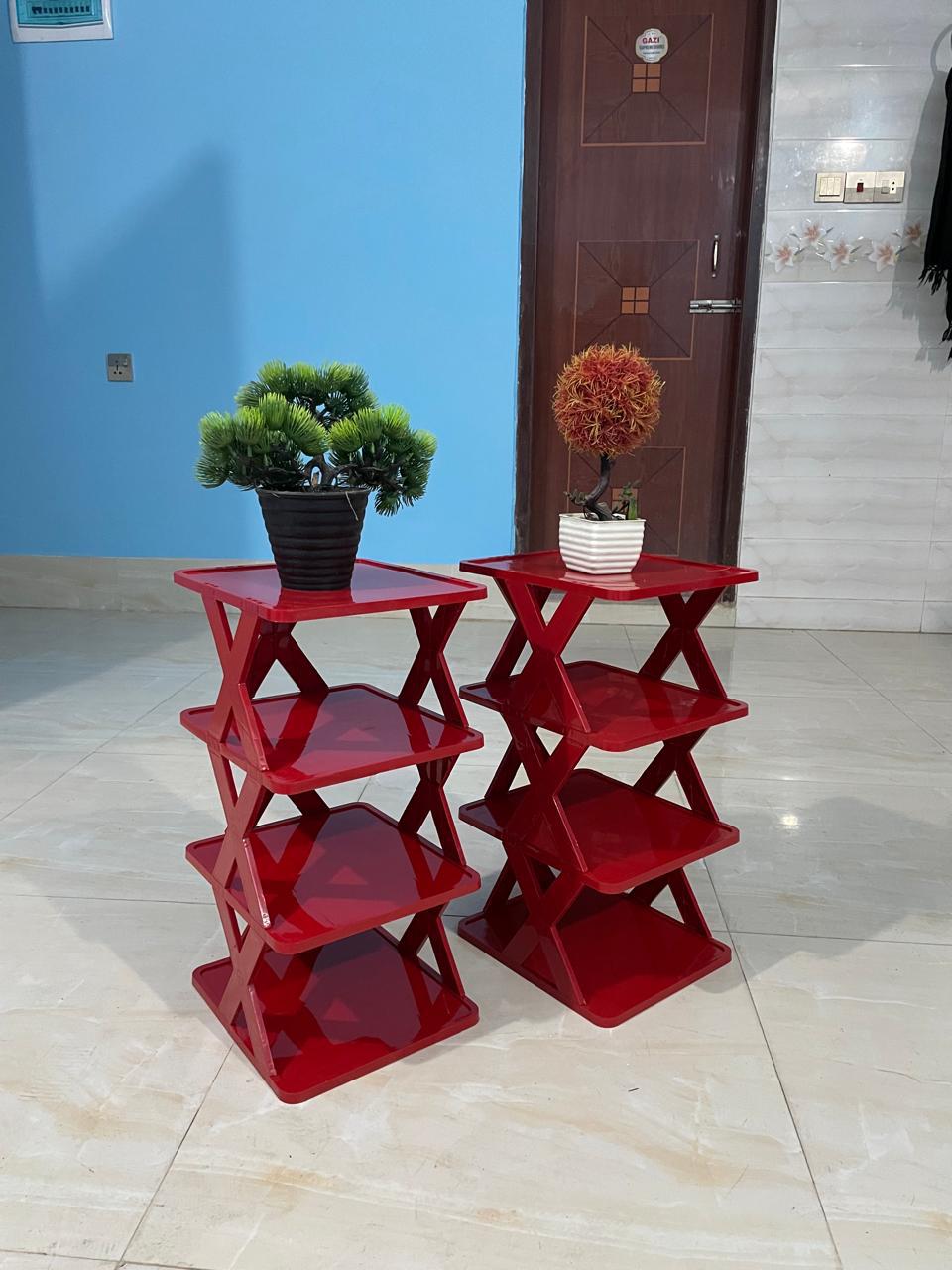 1 pcs Multi-Layer Folding Shoe Rack: 4-Layer Adjustable Plastic Storage for Shoes, Easy to Assemble