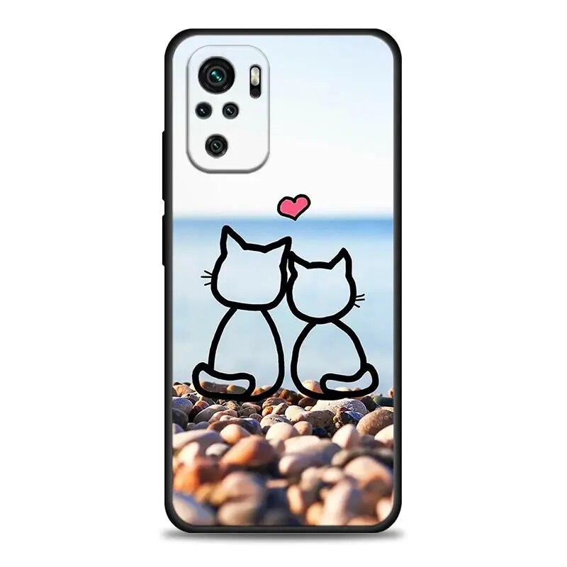 Funny Cute Cat Line Art Phone Case For Xiaomi Redmi Note 11 10 9 8 Pro 9S 8A 10S 11S Soft Cover For Redmi Note 8Pro 10Pro Fundas