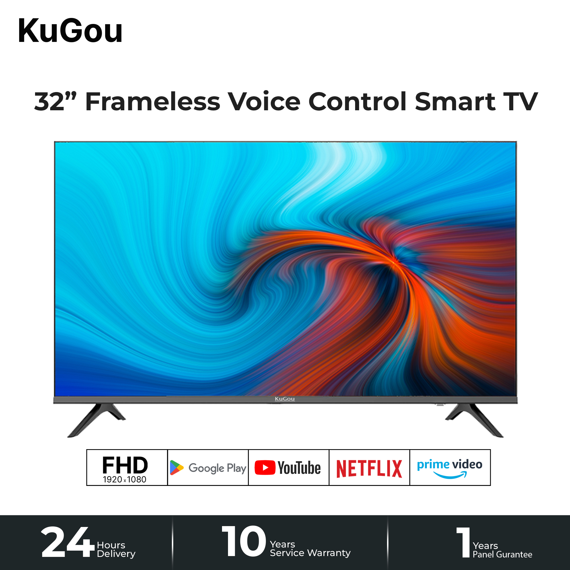 KuGou 32" TV FHD Frameless Android Smart TV. 