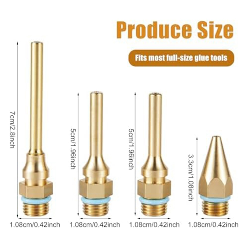 Copper Nozzles for Hot Glue Tools Sturdy Nozzle Tips Kit for Craft School Fine Tip Nozzle, Metal. 