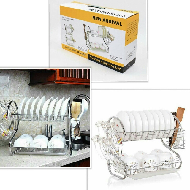2 Layer Plate Storage Stand Rack Kitchen Rack. 