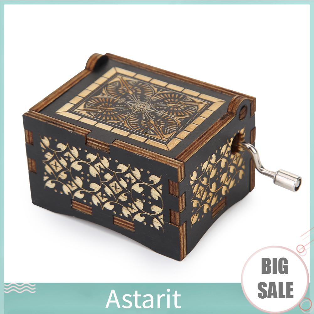 Astarit~Music Box, Engraved Musical Boxes, You are My Sunshine Wooden Carved Hand Cranked Music Box for Day. 
