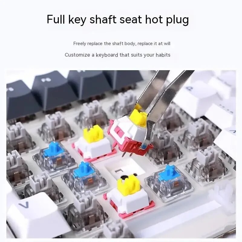 Aula F87 Mechanical Keyboard 3 Mode 2.4g/usb/bluetooth Tri Mode Wireless Keyboard 87 Key Hotswap Rgb Pbt Gaming Keyboard. 