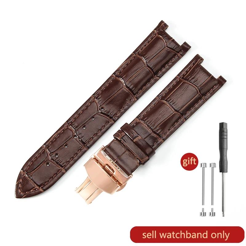For Gucci Guess Cartier Pasa Men with Tool 20 22mm Watch Strap Bamboo Knot Pattern Concave Interface Genuine Leather Watchband. 