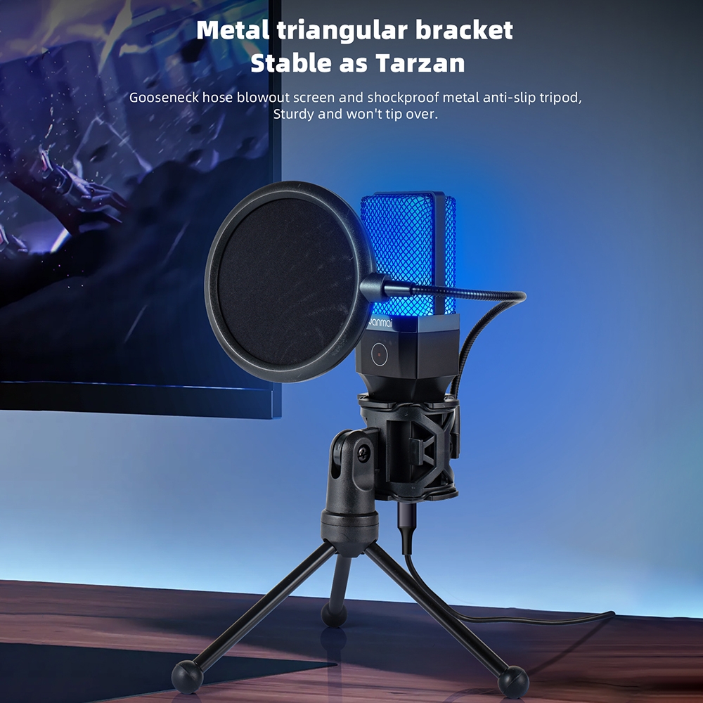 Yanmai X1R E-Sports Gaming Desktop Microphone with RGB Light & Blowout Net. 