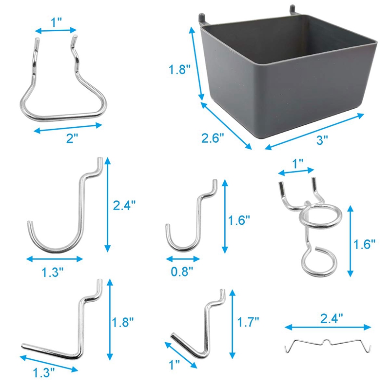 80 Piece Pegboard Hooks Assortment with Pegboard Bins, Peg Locks, for Organizing Various Tools for Kitchen Craft Room. 