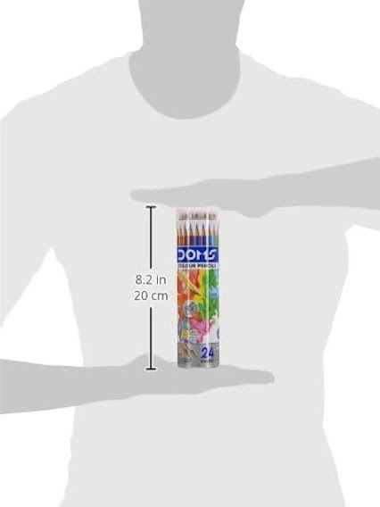 Doms 12 Shades Super Soft Color Pencils Round Tin Box | Smooth Color Application | For Blending & Experimenting Different Art Strokes | Free Silver Color Pencil Inside | Non-Toxic & Safe For Childrens. 