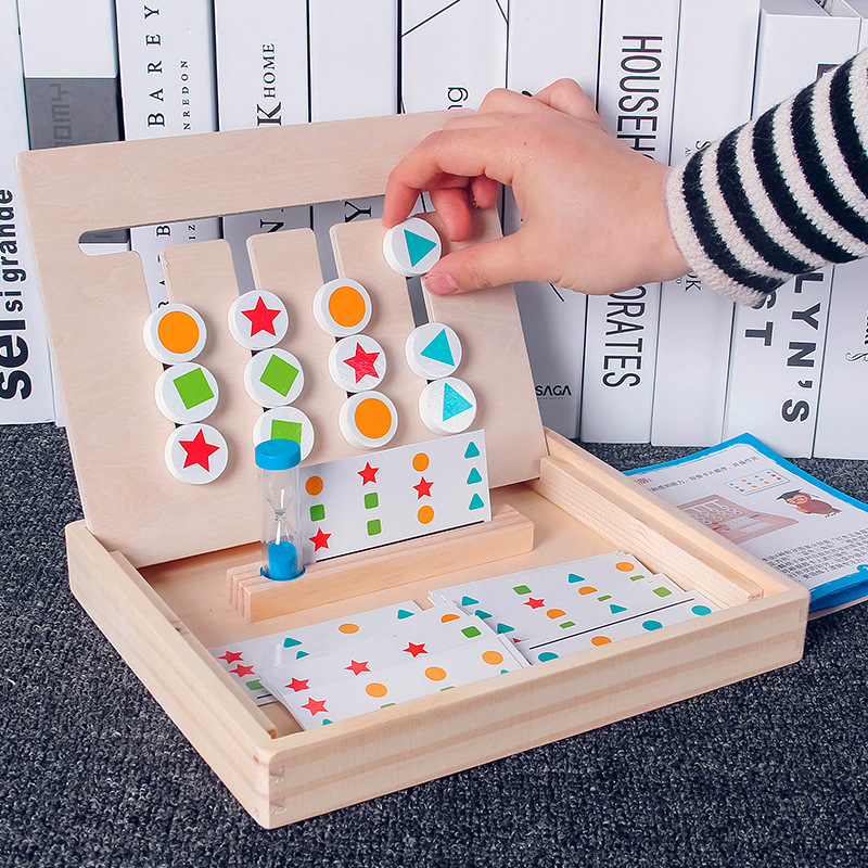 Children's wooden early education double-sided four walking game, baby color classification, logical thinking training, puzzle toys