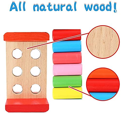 Wooden Hammer and Peg Toy Pounding Bench Hammering Block Punch Drop Instruments with Mallet for Early Educational of Toddlers Kids- Multi Color. 