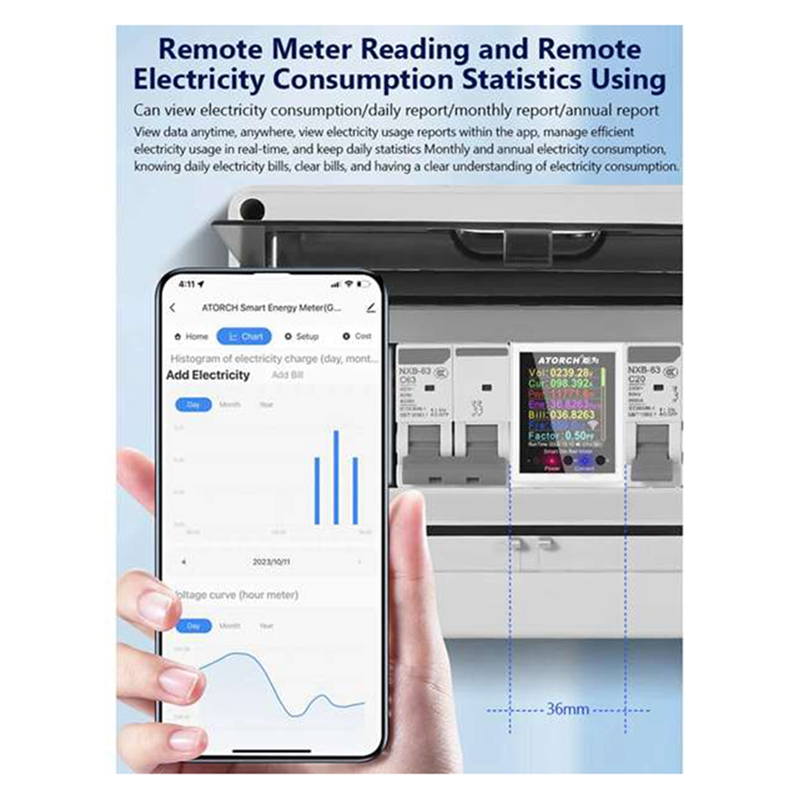 ATORCH GR2PWS Electricity Meter Tuya WiFi Rail Power Energy Meter. 