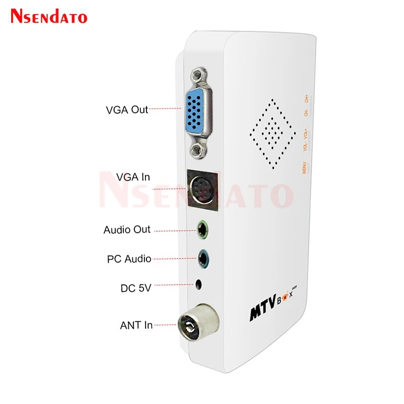 MTV Box AV To VGA TV Receiver Tuner 1080P External LCD CRT TV Tuner Set Top Box With Remote Control for HDTV Computer Monitor. 