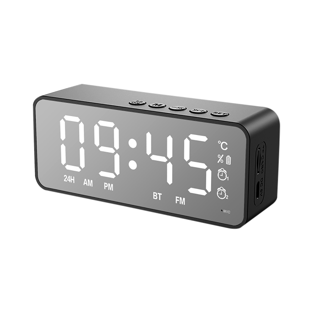 LED Mirror Digital Alarm Clock Wireless Bluetooth-compait Speaker MP3 FM Radio Clock Electronic Desktop Clocks USB Wake Up Clock. 