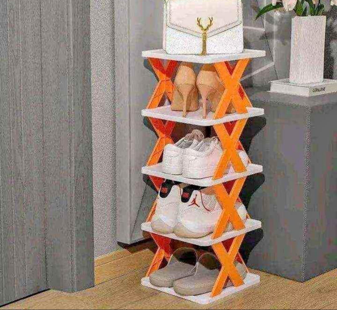 5 Layers Simple Shoe Rack Folding Shoe Cabinet Multi-layer Shoes Storage Organizer Space-Saving Shoes Shelf Door Color Matching Cabinets. 