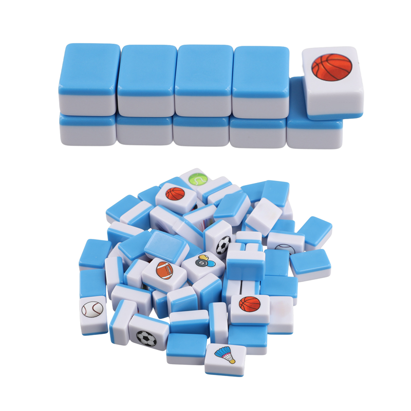 64Pcs Mahjong Blocks Mahjong Tile Game with Pattern of Flag Ball