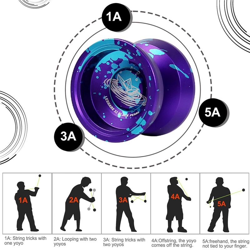 Yoyo Professional Alloy Competition Newbie Entry Dead Sleep Turn Alive Sleep Yo-Yo Easy Install Easy to Use. 