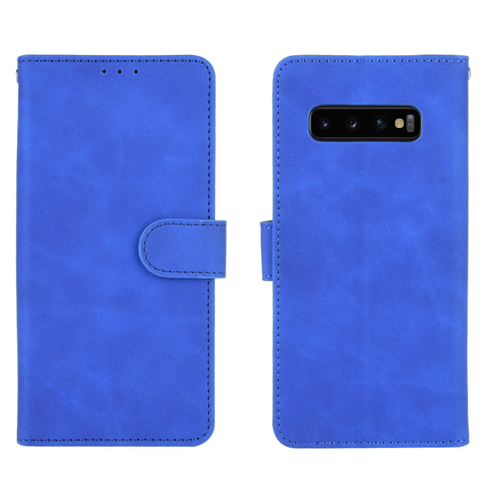 lthmy for Samsung Galaxy S10 Plus Case Solid Color Leather Flip Cover Wallet Card Slots Casing Anti Falling Protect Cellphone Shell with Holder