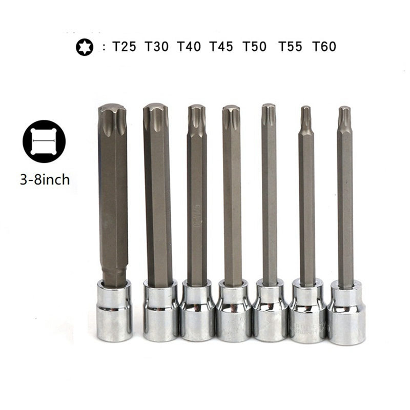 7 Pieces of Inner Hexagon Socket Head T-Shaped Flower Screwdriver Socket Tool Hexagon Plum Blossom Sleeve Set. 