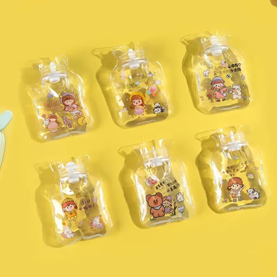 New Transparent PVC Hot Water Bag Cute Shin Chan Cartoon Water Injection Filling Bag Hand And Tummy Warmer Bottles Winter Christmas Party Gift Cute Cartoon PVC Hot Water Bottle Creative Water Filling Hot Water Bag Hand Warmer. 