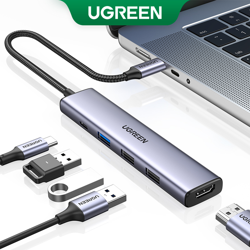 【Funny Bunny Toy Store】UGREEN Revodok 5-in-1 type-C Hub with 4K 100W PD, 3 USB-A Data Ports, USB C Hub Adapter for MacBook Pro/Air, iPad Pro, iMac, XPS, Thinkpad, Galaxy