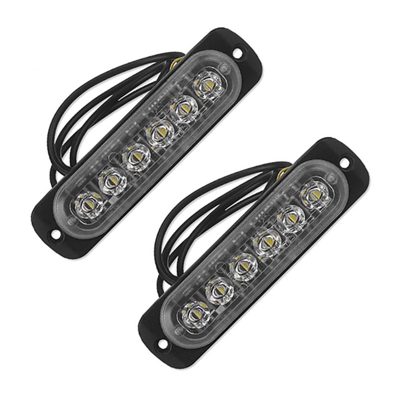 2X 12V-24V 6LED Light Flash Emergency Car Vehicle Warning Strobe Flashing White