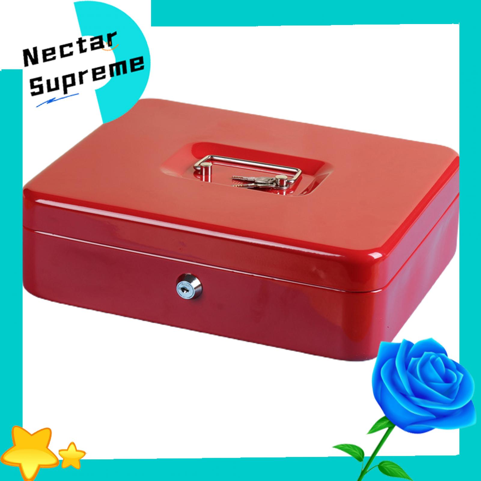 Mini Cash Box Secure Fireproof Cash Safe Box with Lock 2 Keys Anti-theft Shockproof Multi-compartment Storage for Valuables Deposit Tin Money Box with Handle. 