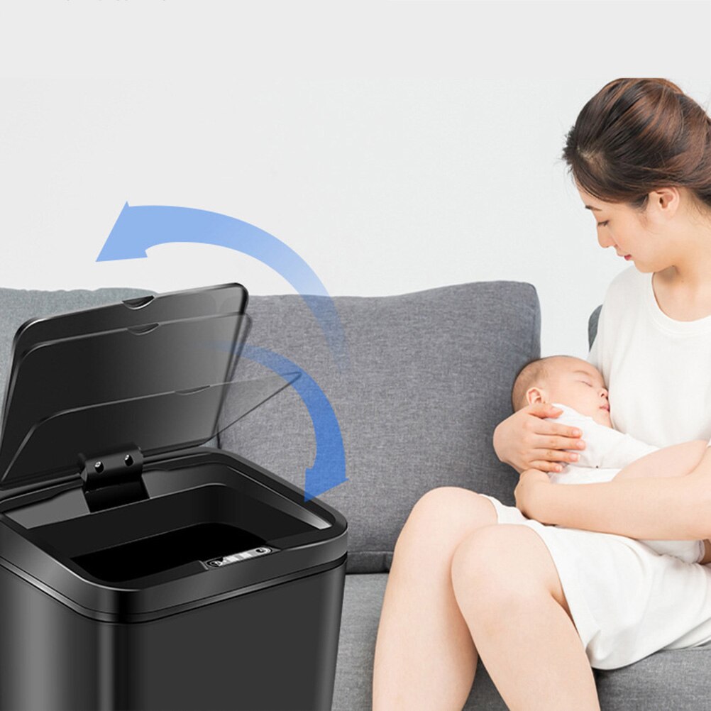 Inductive Trash Can Trash Bin Automatic Smart Sensor Kitchen Bathroom Rubbish Bin Garbage Can Waste Bin without (Black). 